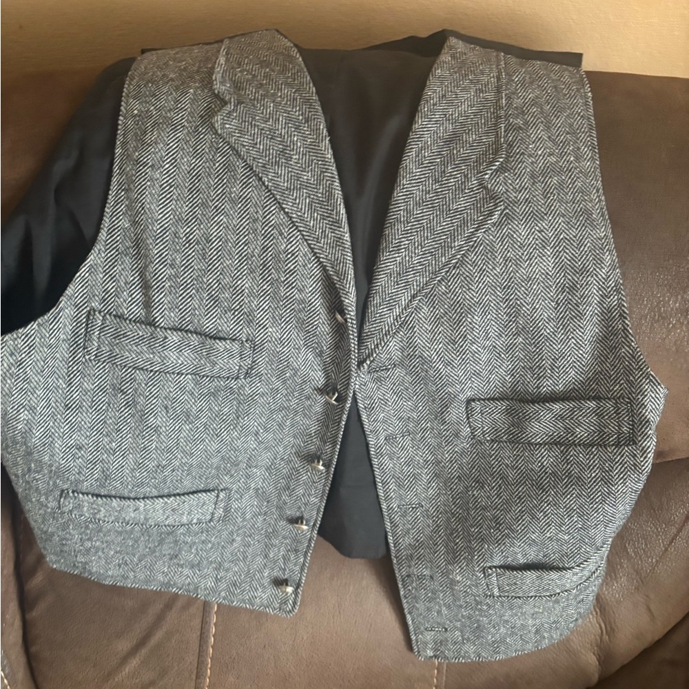 Gray Herringbone Men's Vest